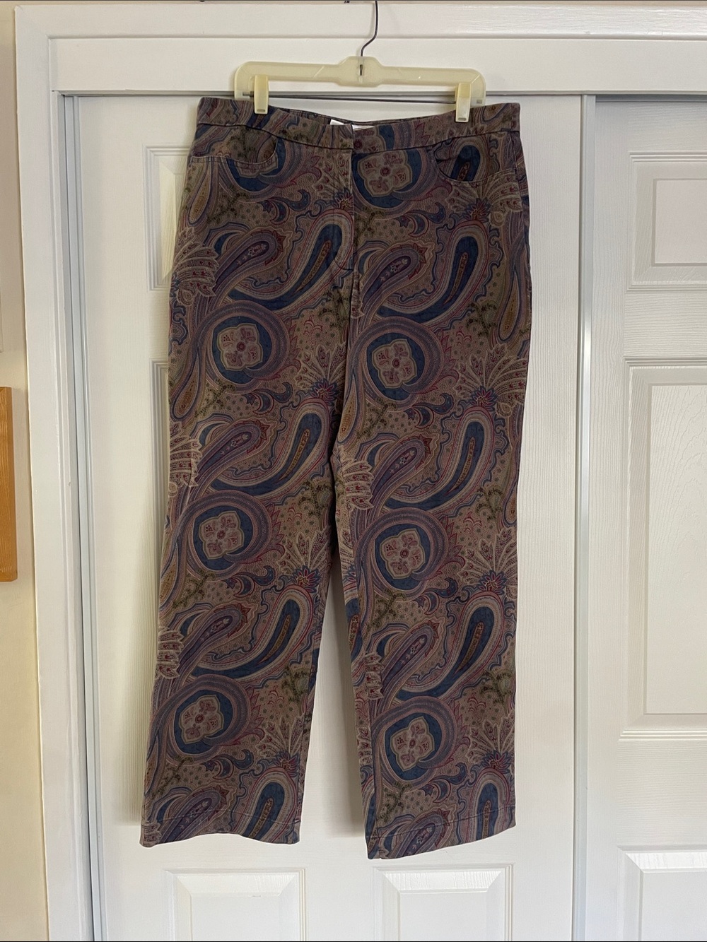 Talbots Paisley Boot-Cut Pants in Brown and Blue
